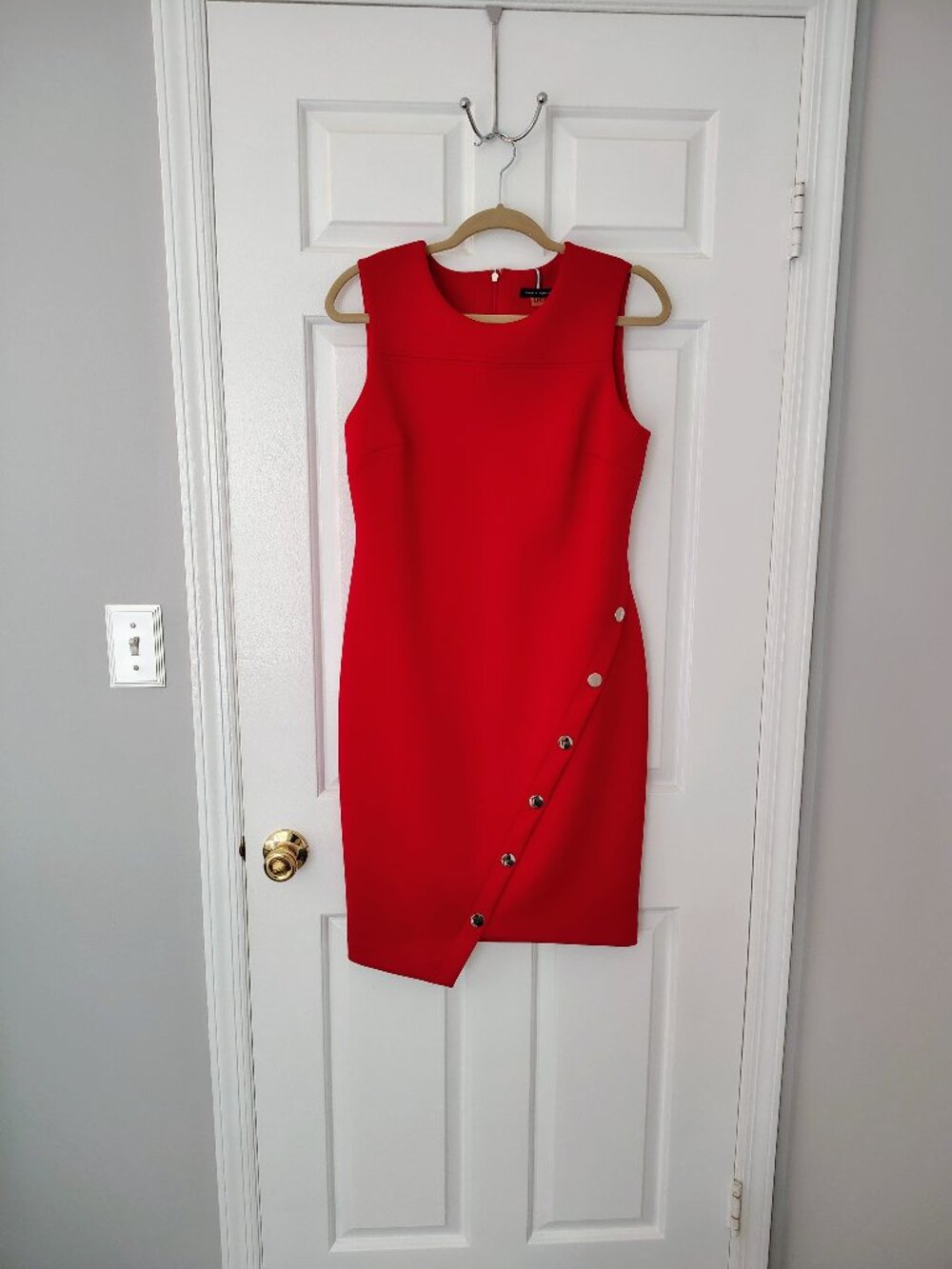 Tommy Hilfiger Red Dress with Asymmetrical Hemline, Size 8